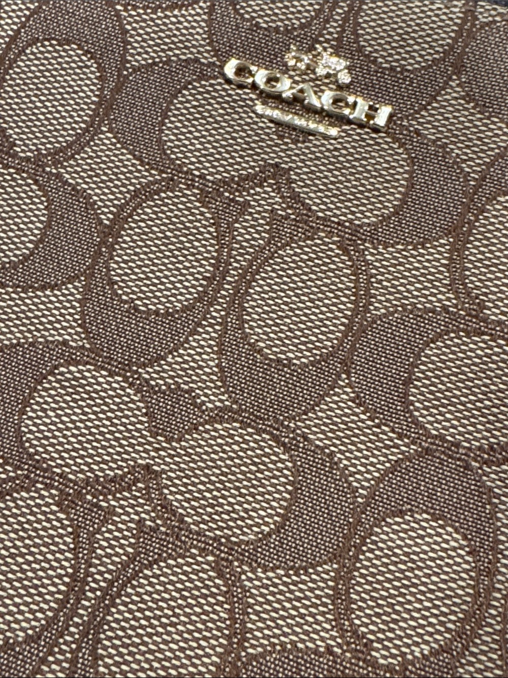 Coach Bag Kitt Brown Signature Canvas Leather Trim Crossbody Bag - Picture 16 of 17